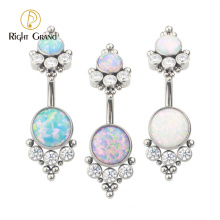 New Arrival Implant Grade Cubic Zicon Titanium White Opal Belly Button Piercing